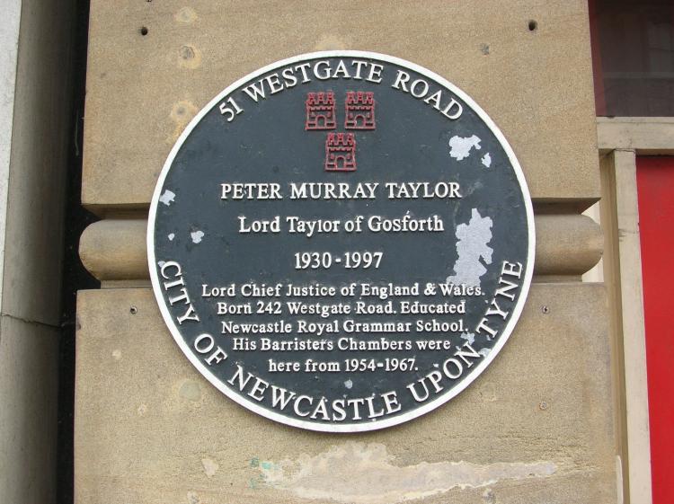 Peter Murray Taylor, Lord Taylor of Gosforth commemorative plaque