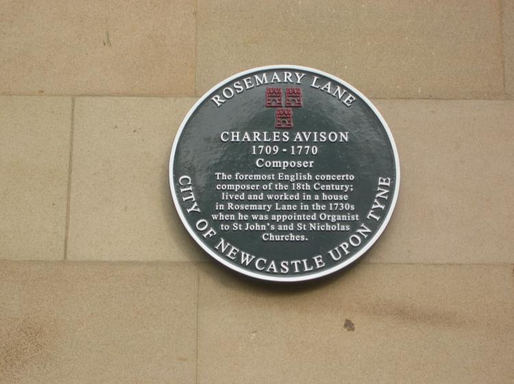 Charles Avison Commemorative Plaque